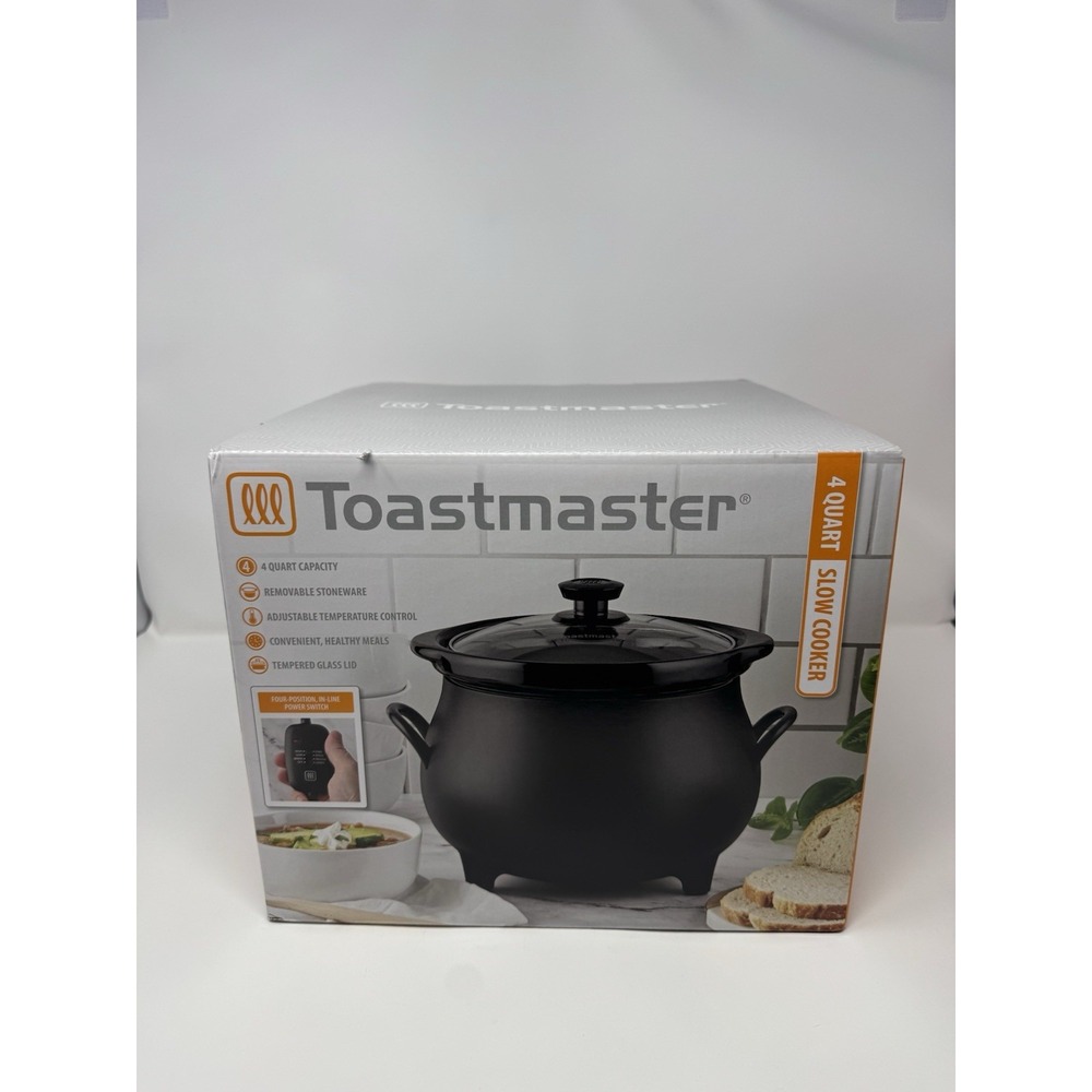Toastmaster 4 QT Black Cauldron Slow Cooker Removable Crock Glass Lid Halloween - Picture 7 of 10